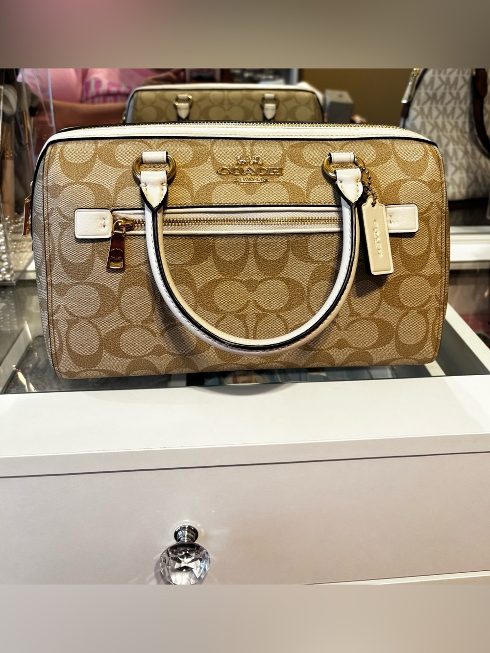 Coach Satchel in Khaki and Chalk Signature Canvas